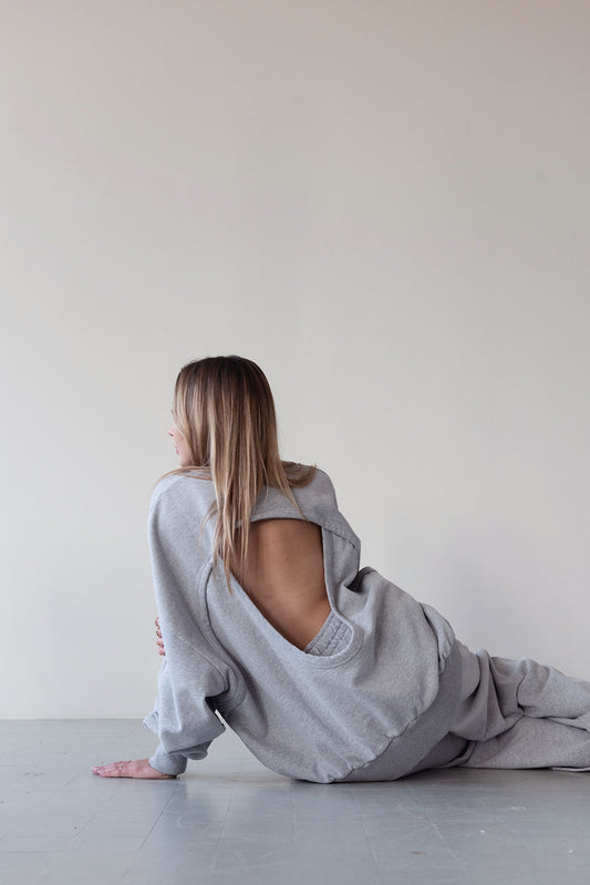 Open back Sweater Melange grey